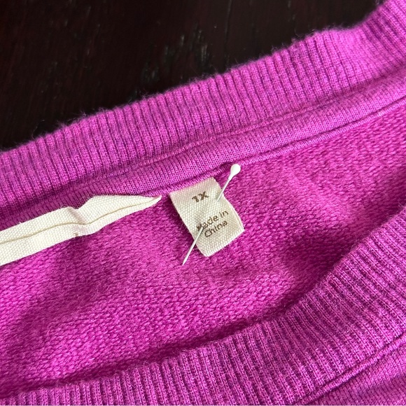 Soft Surroundings 1X Pink Asymmetrical Hem Dolman Sleeve Jersey Knit Top - Picture 6 of 8